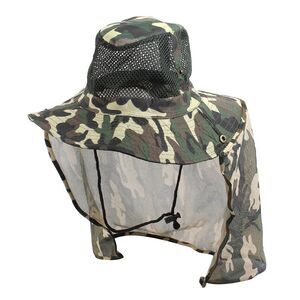 Man Mesh Design Top Camouflage Print Fishing Bucket Hat Cap
